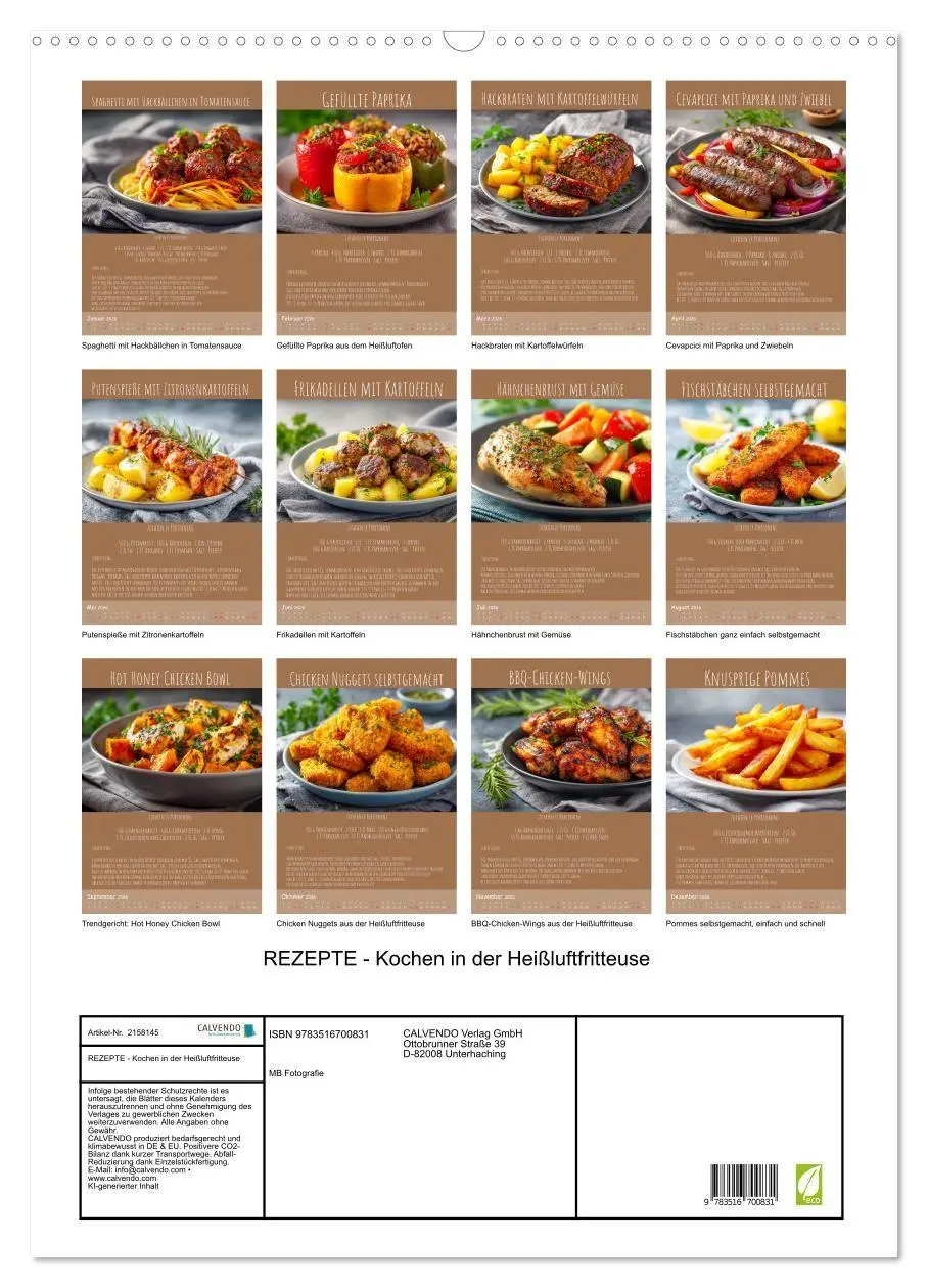 Bild: 9783516700831 | REZEPTE - Kochen in der Heißluftfritteuse (Wandkalender 2026 DIN A2...