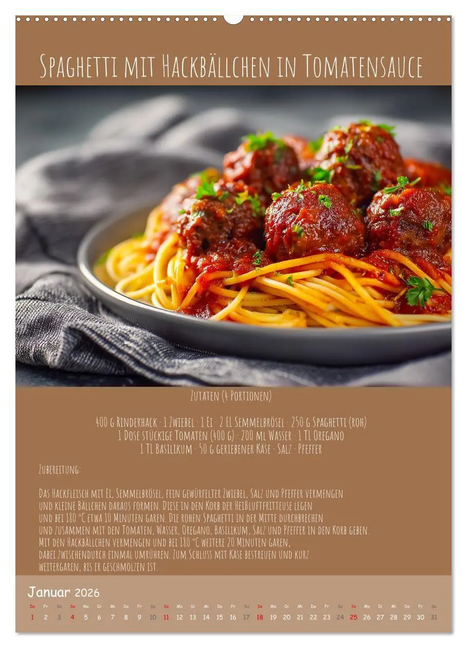 Bild: 9783516700831 | REZEPTE - Kochen in der Heißluftfritteuse (Wandkalender 2026 DIN A2...
