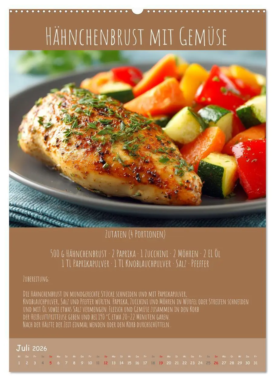 Bild: 9783516700831 | REZEPTE - Kochen in der Heißluftfritteuse (Wandkalender 2026 DIN A2...