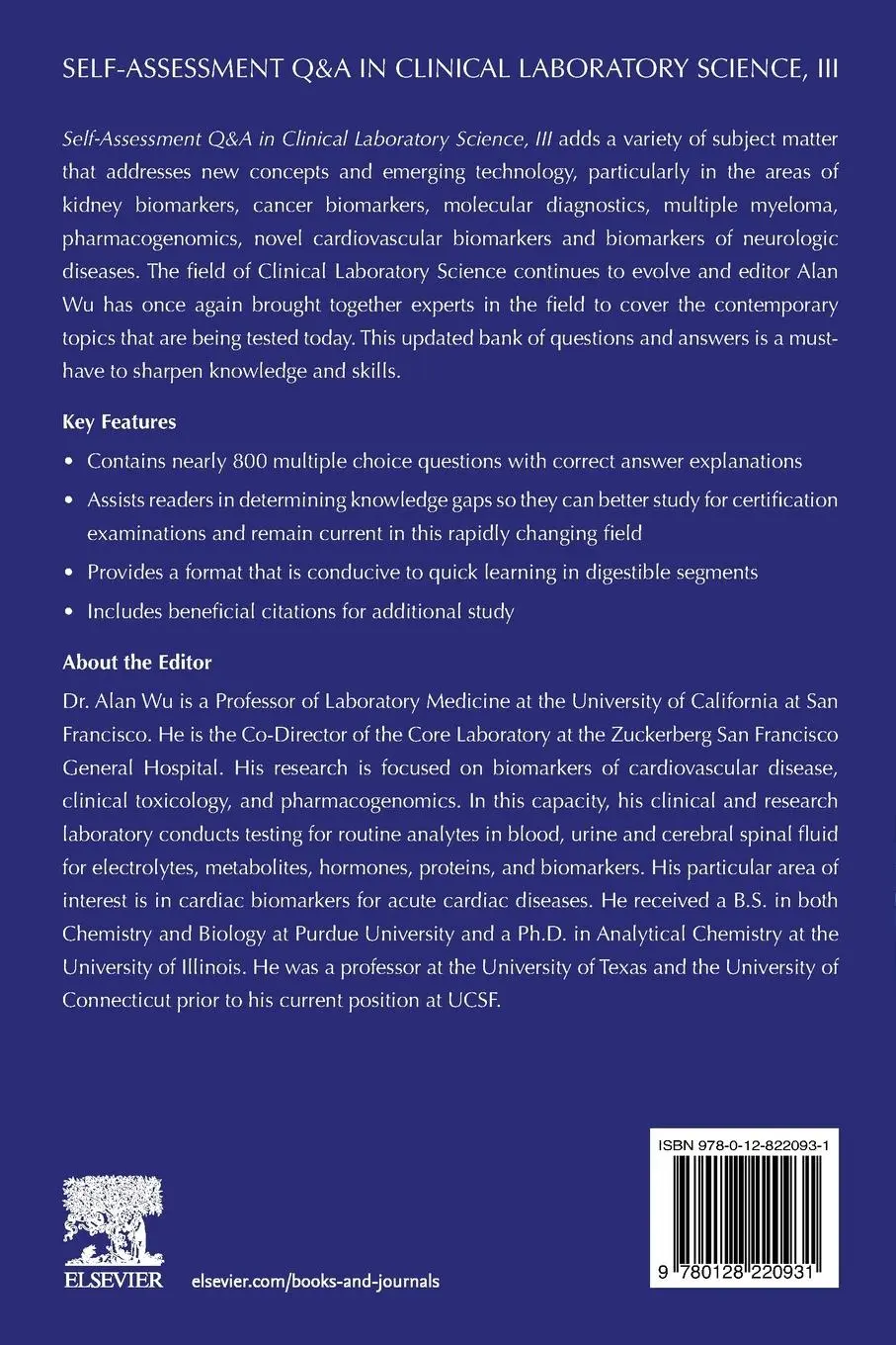 Rückseite: 9780128220931 | Self-assessment Q&amp;A in Clinical Laboratory Science, III | Wu | Buch