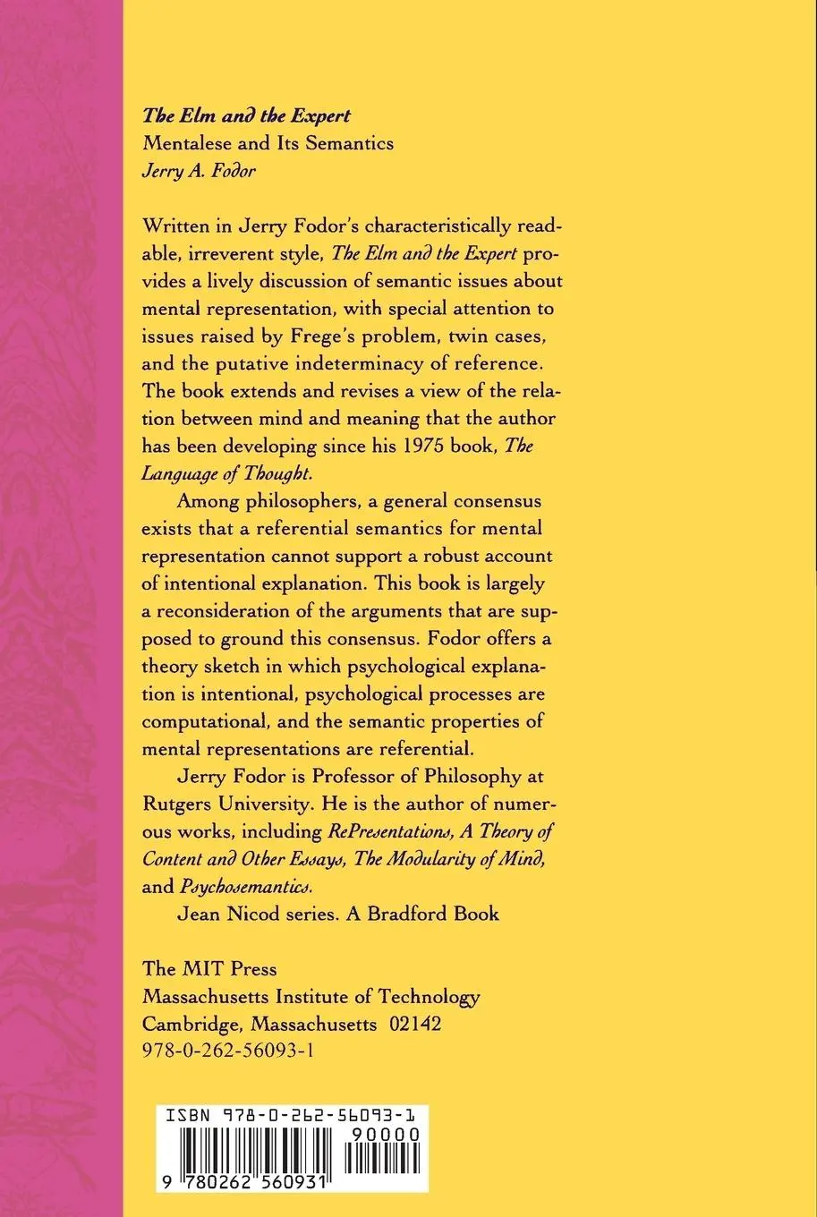 Rückseite: 9780262560931 | The Elm and the Expert | Mentalese and Its Semantics | Jerry A. Fodor