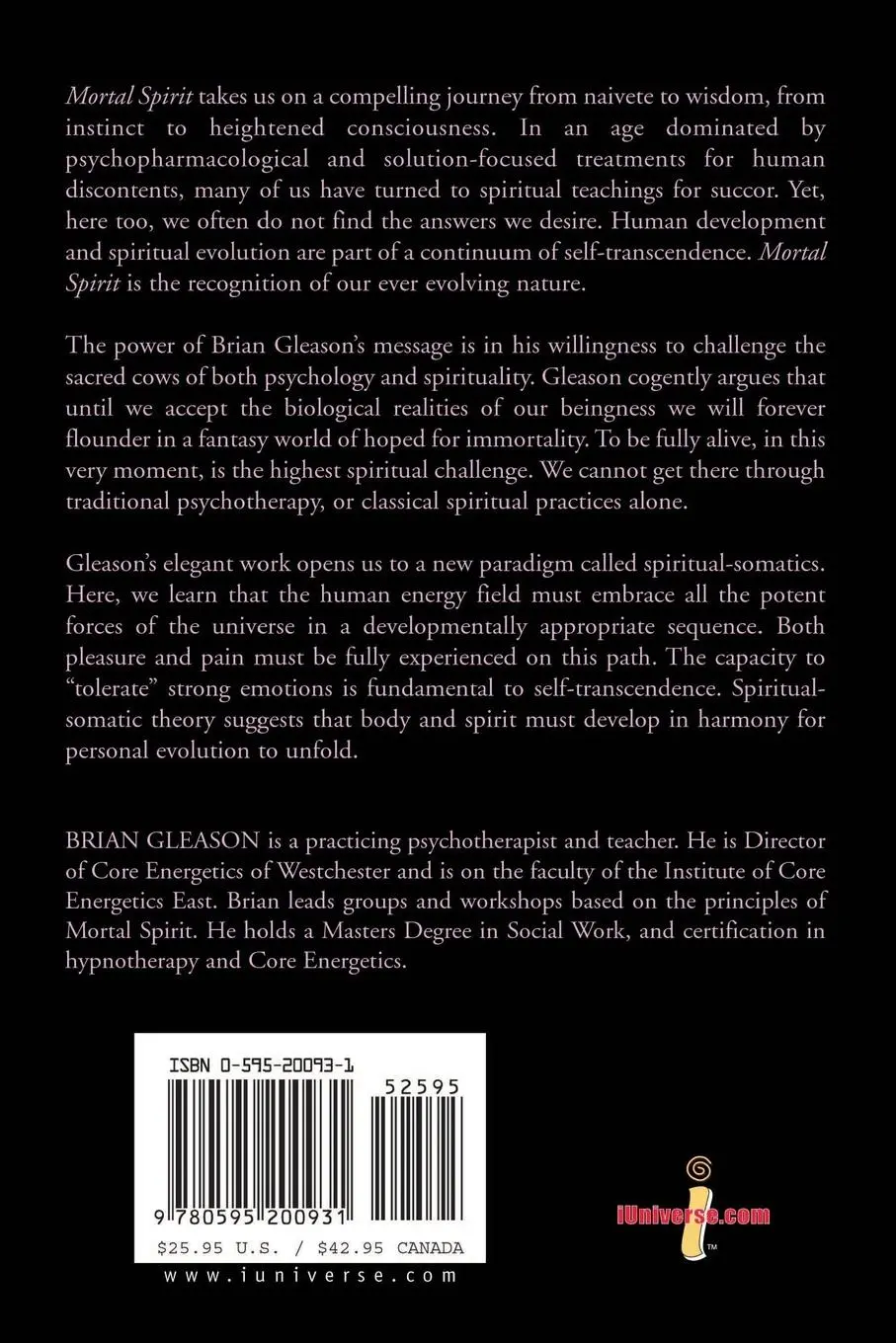 Rückseite: 9780595200931 | Mortal Spirit | A Theory of Spiritual-Somatic Evolution | Gleason