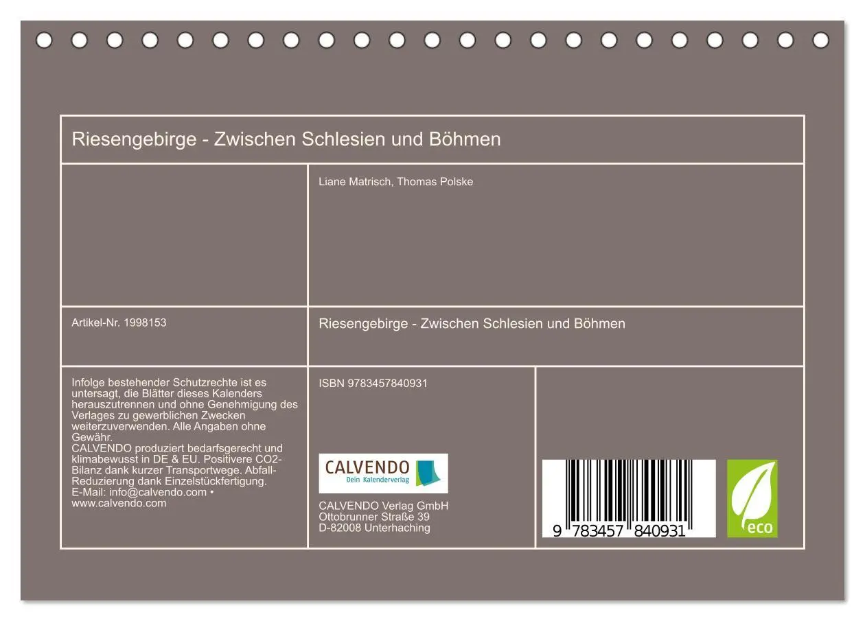 Bild: 9783457840931 | Riesengebirge - Zwischen Schlesien und Böhmen (Tischkalender 2026...