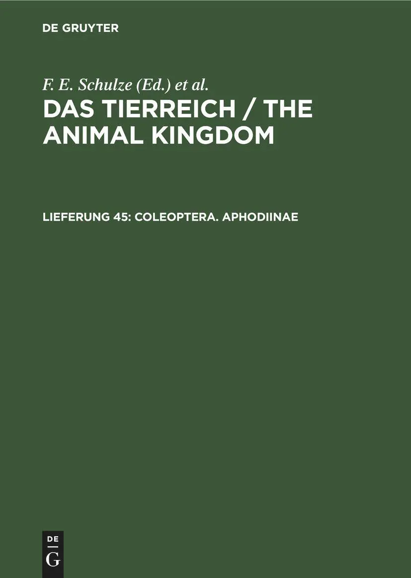 Cover: 9783112421031 | Coleoptera. Aphodiinae | Adolf Schmidt | Buch | Deutsch | De Gruyter