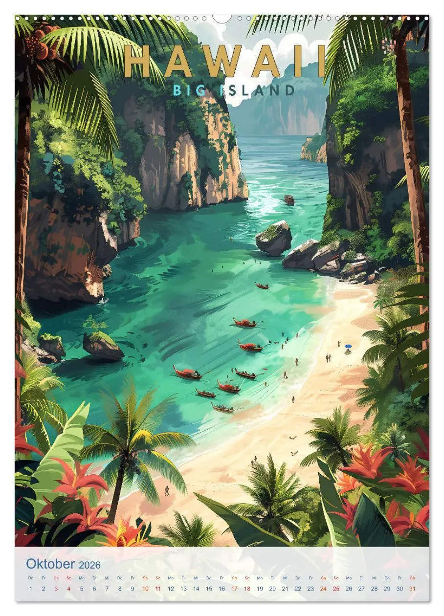 Bild: 9783457281031 | Hawaii - Old School Poster Style (hochwertiger Premium Wandkalender...