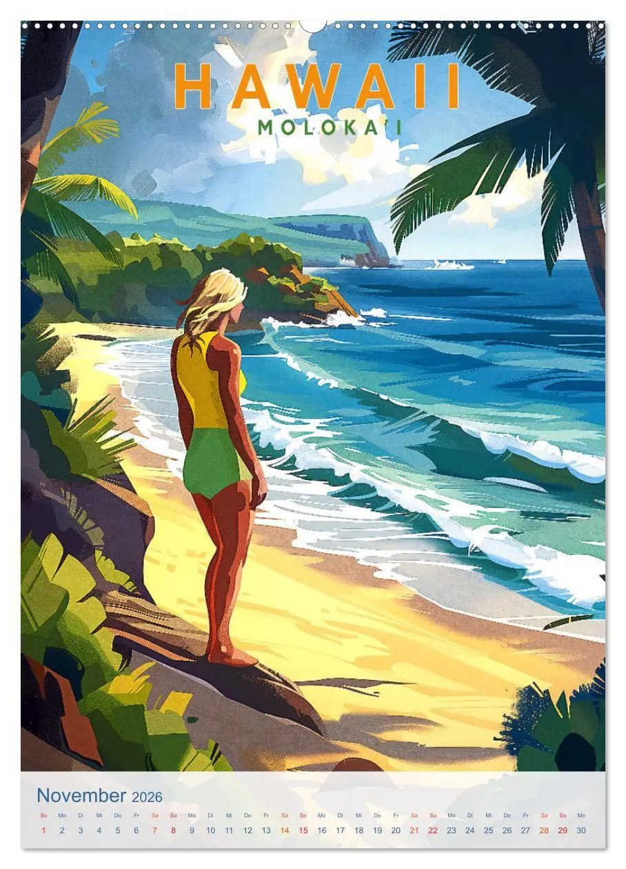 Bild: 9783457281031 | Hawaii - Old School Poster Style (hochwertiger Premium Wandkalender...