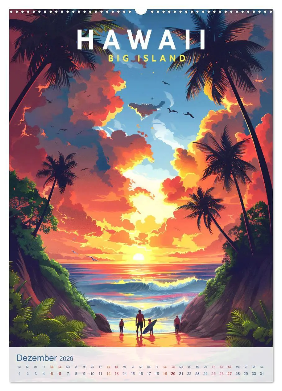 Bild: 9783457281031 | Hawaii - Old School Poster Style (hochwertiger Premium Wandkalender...
