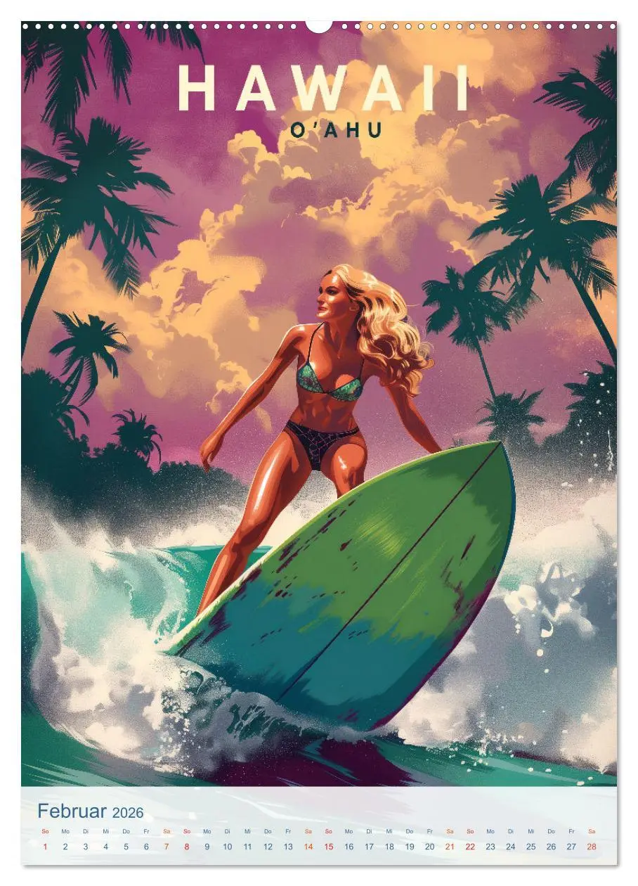 Bild: 9783457281031 | Hawaii - Old School Poster Style (hochwertiger Premium Wandkalender...
