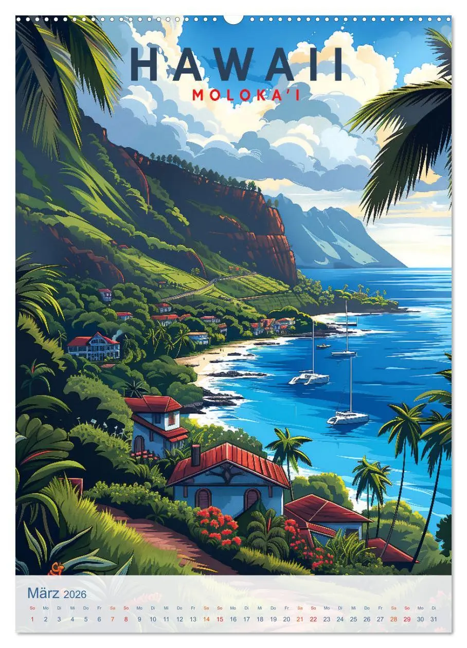 Bild: 9783457281031 | Hawaii - Old School Poster Style (hochwertiger Premium Wandkalender...