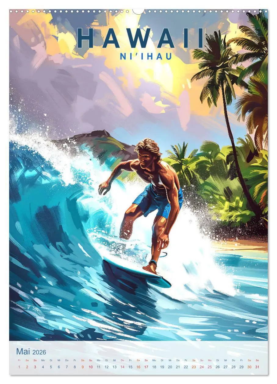 Bild: 9783457281031 | Hawaii - Old School Poster Style (hochwertiger Premium Wandkalender...