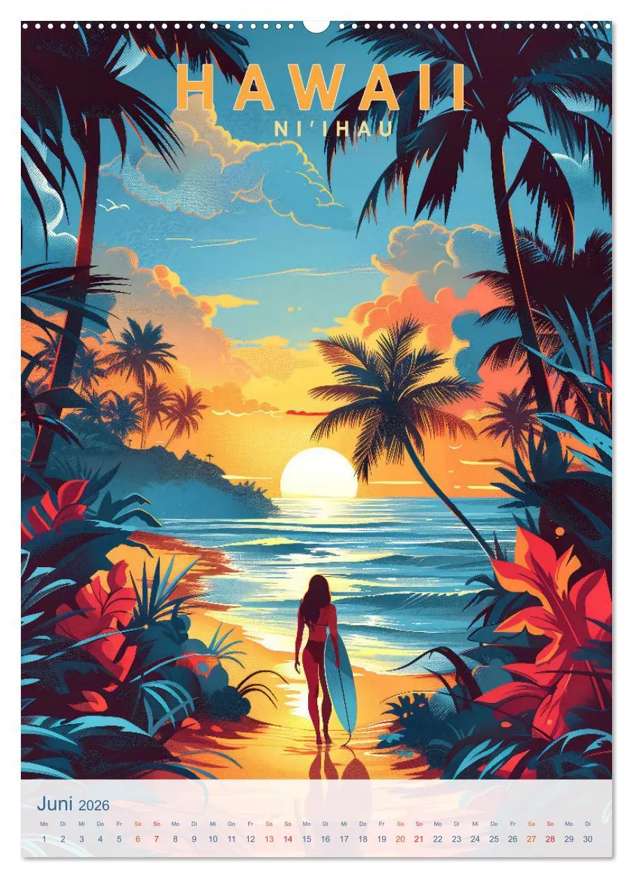 Bild: 9783457281031 | Hawaii - Old School Poster Style (hochwertiger Premium Wandkalender...
