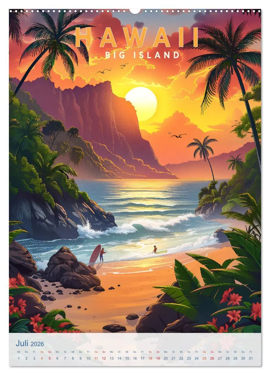 Bild: 9783457281031 | Hawaii - Old School Poster Style (hochwertiger Premium Wandkalender...