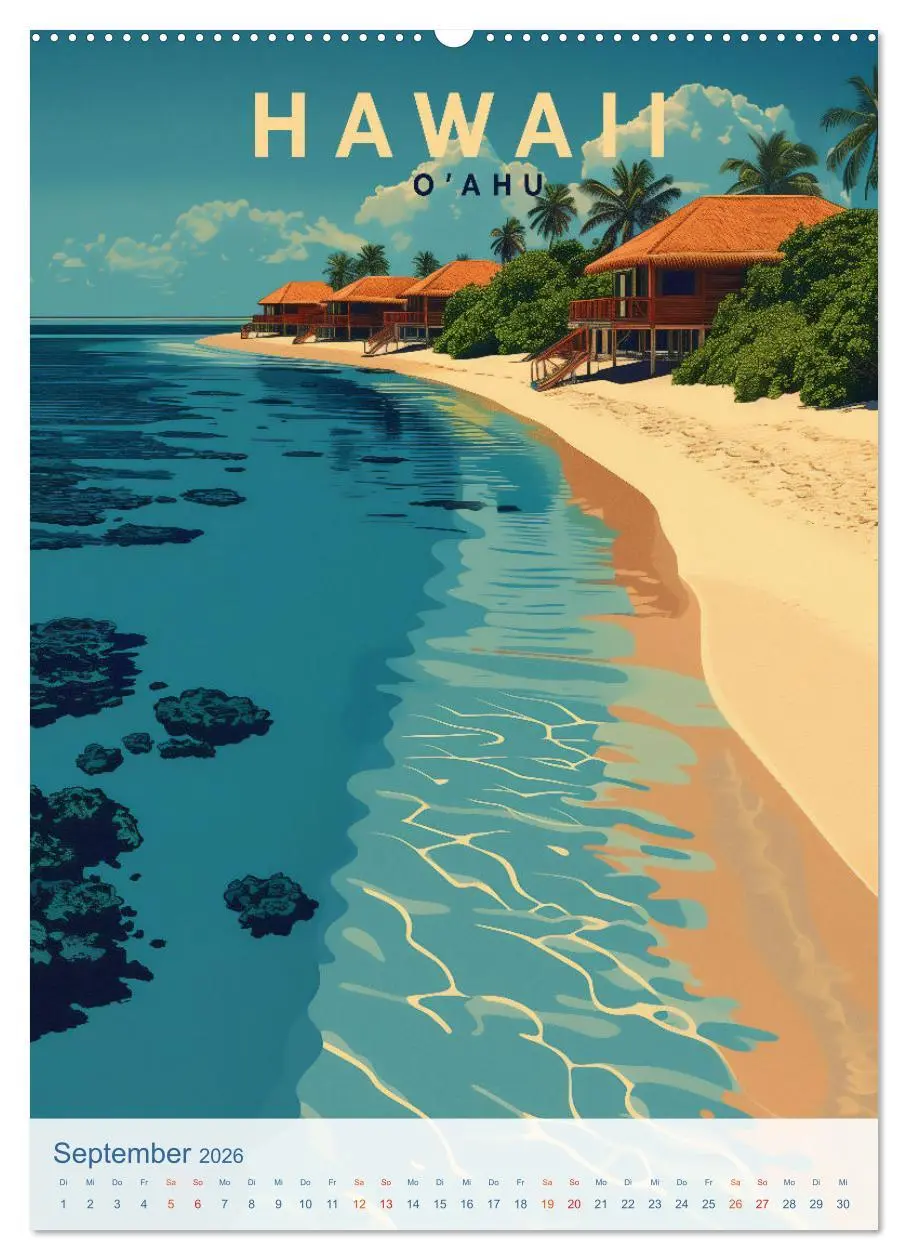 Bild: 9783457281031 | Hawaii - Old School Poster Style (hochwertiger Premium Wandkalender...