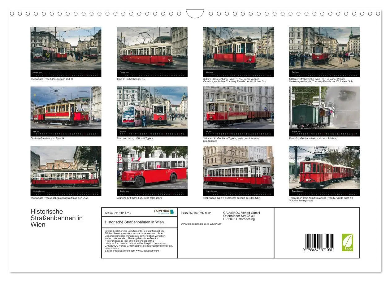 Bild: 9783457971031 | Historische Straßenbahnen in Wien (Wandkalender 2026 DIN A3 quer),...