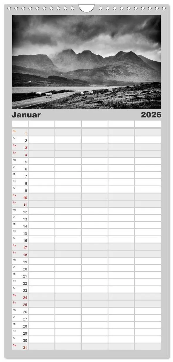 Bild: 9783516511031 | Familienplaner 2026 - Skye in Monochrom mit 5 Spalten...