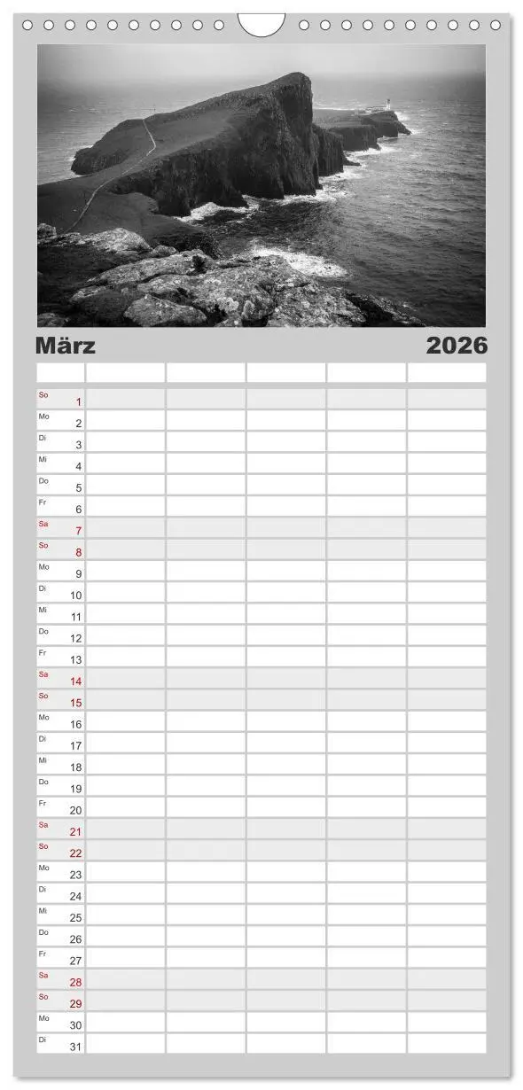 Bild: 9783516511031 | Familienplaner 2026 - Skye in Monochrom mit 5 Spalten...