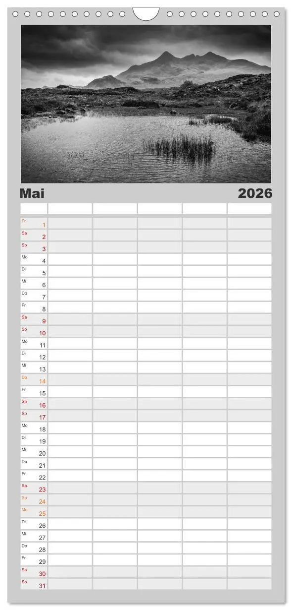 Bild: 9783516511031 | Familienplaner 2026 - Skye in Monochrom mit 5 Spalten...