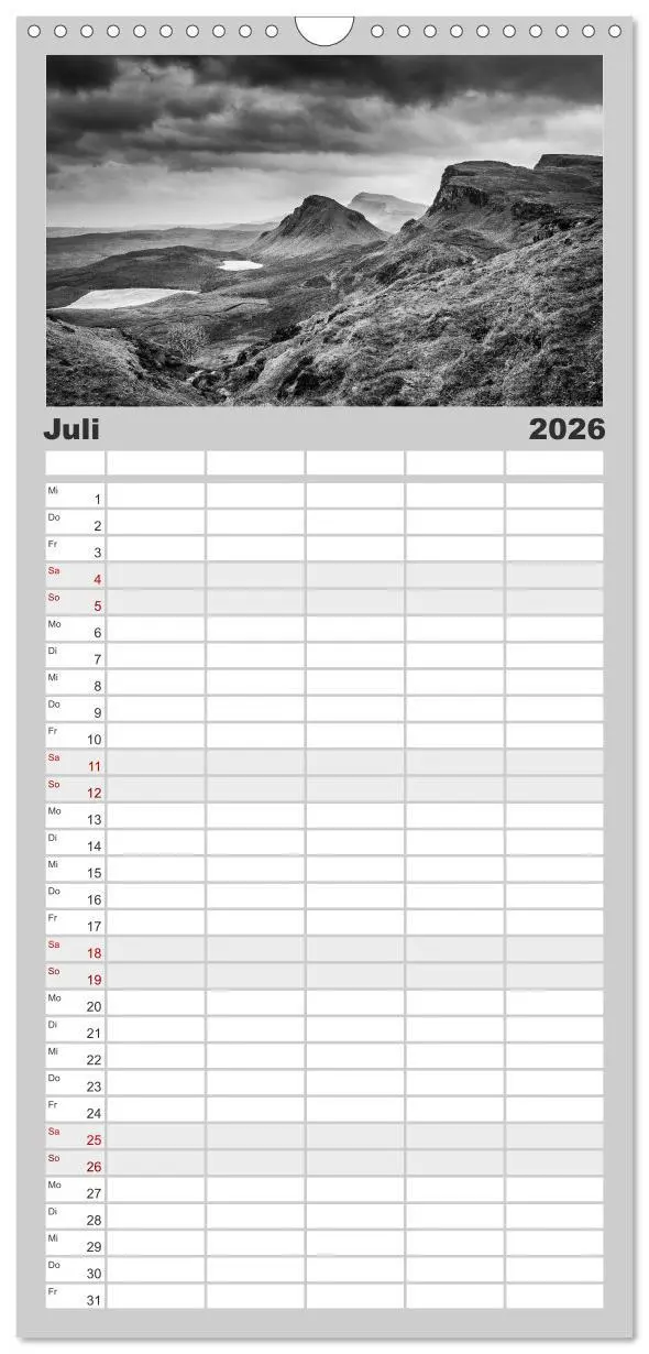 Bild: 9783516511031 | Familienplaner 2026 - Skye in Monochrom mit 5 Spalten...