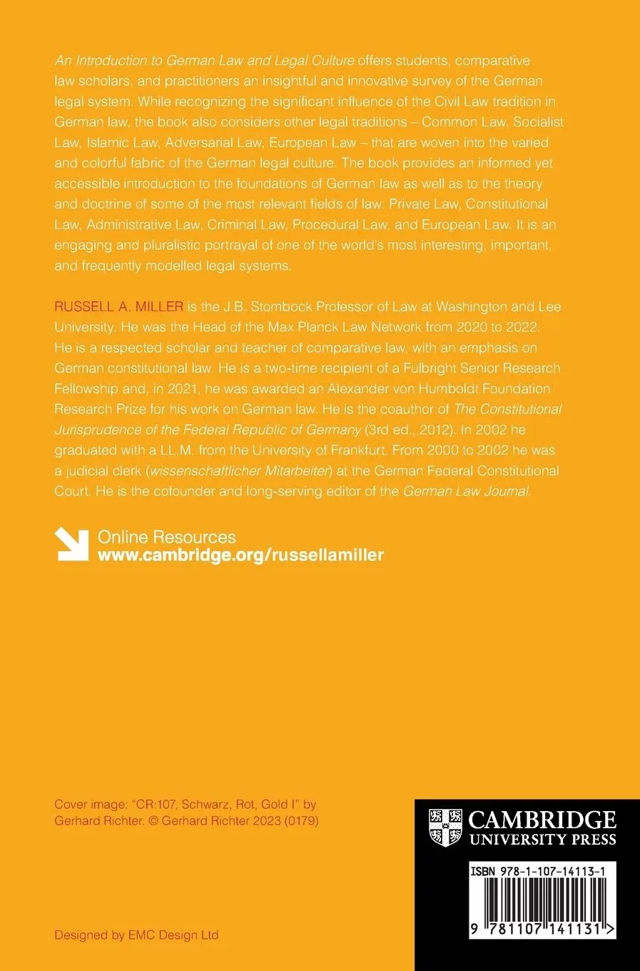 Rückseite: 9781107141131 | An Introduction to German Law and Legal Culture | Russell A. Miller