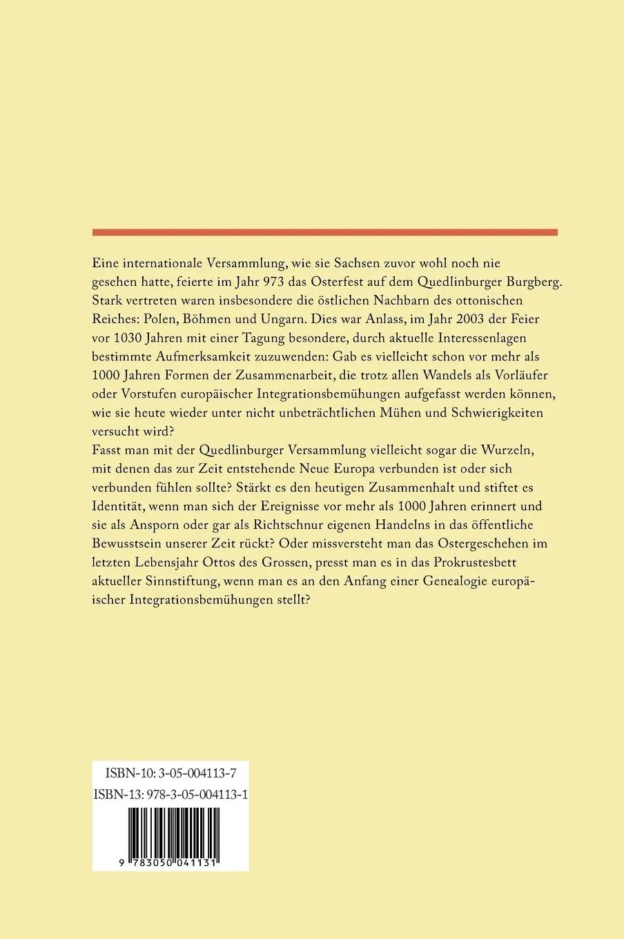 Rückseite: 9783050041131 | Der Hoftag in Quedlinburg 973 | Andreas Ranft | Buch | IX | Deutsch