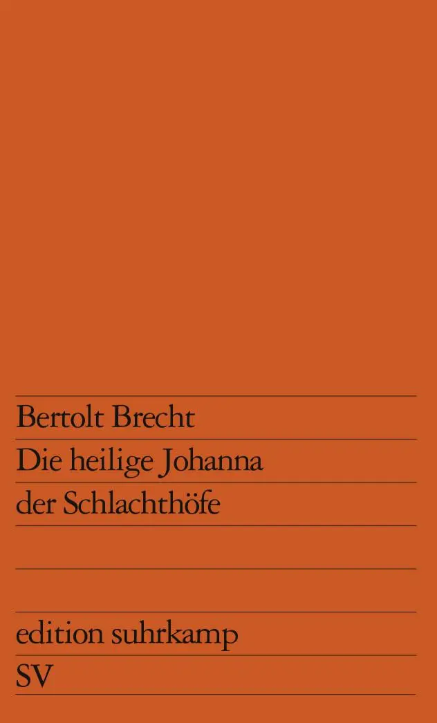 Cover: 9783518101131 | Die heilige Johanna der Schlachthöfe | Bertolt Brecht | Taschenbuch