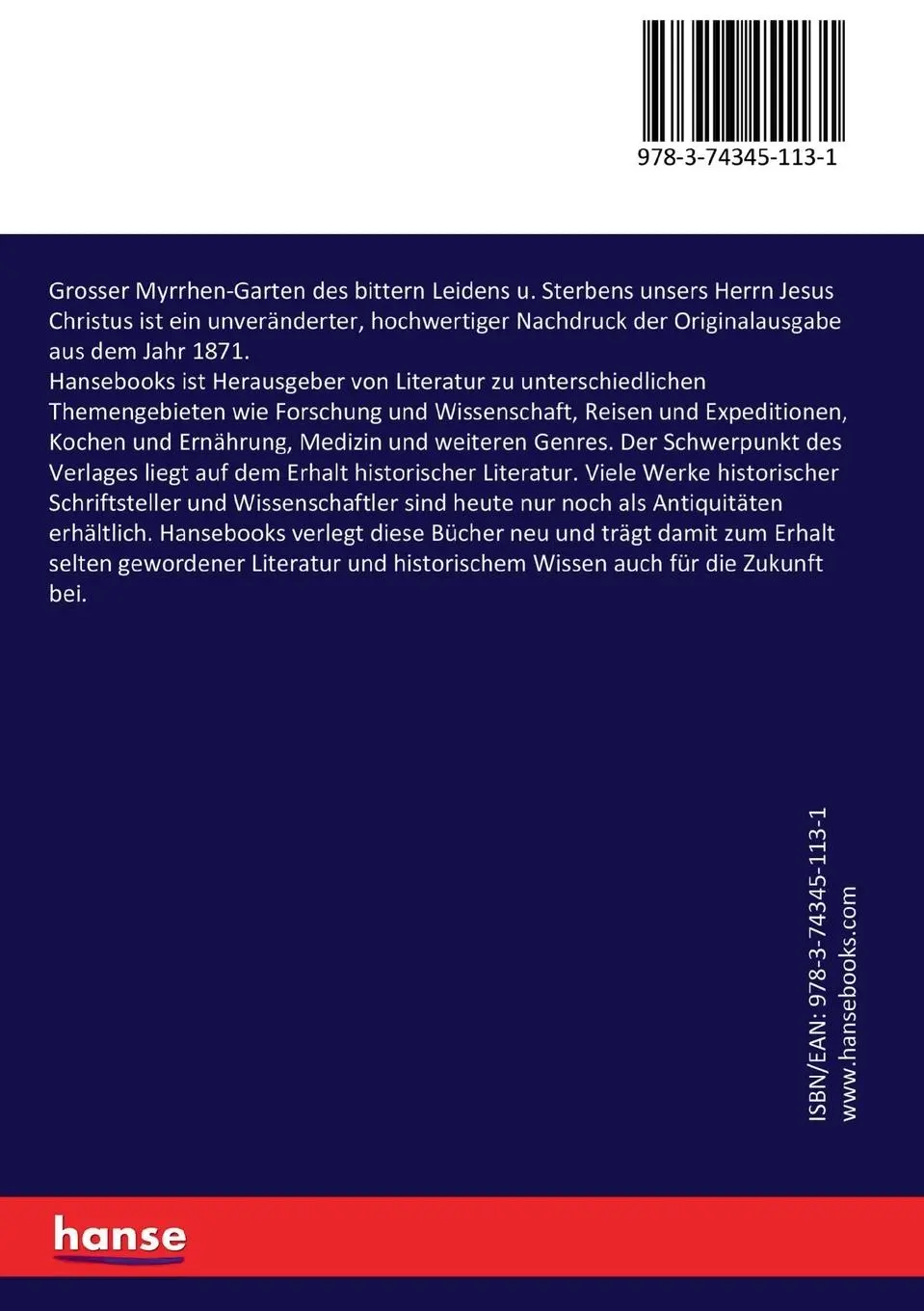 Rückseite: 9783743451131 | Grosser Myrrhen-Garten des bittern Leidens u. Sterbens unsers Herrn...