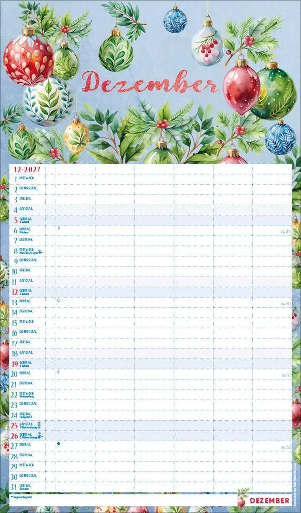 Bild: 9783819301131 | Familienplaner Aquarell 2027 | Verlag Korsch | Kalender | 14 S. | 2027