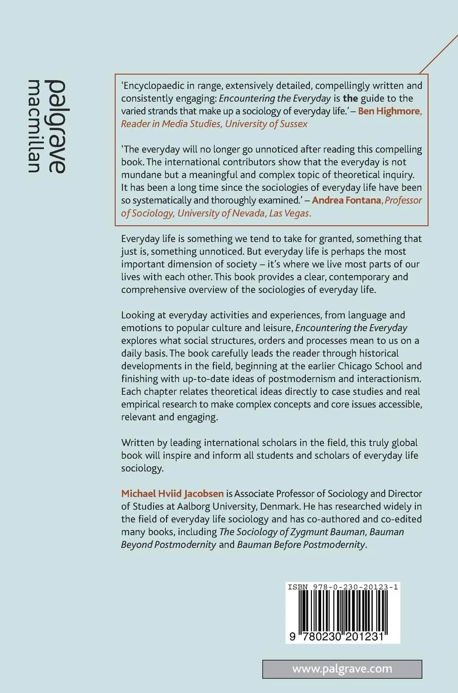Rückseite: 9780230201231 | Encountering the Everyday | Michael Hviid Jacobsen | Taschenbuch