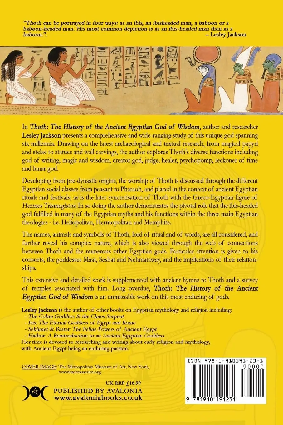 Rückseite: 9781910191231 | Thoth | The History of the Ancient Egyptian God of Wisdom | Jackson