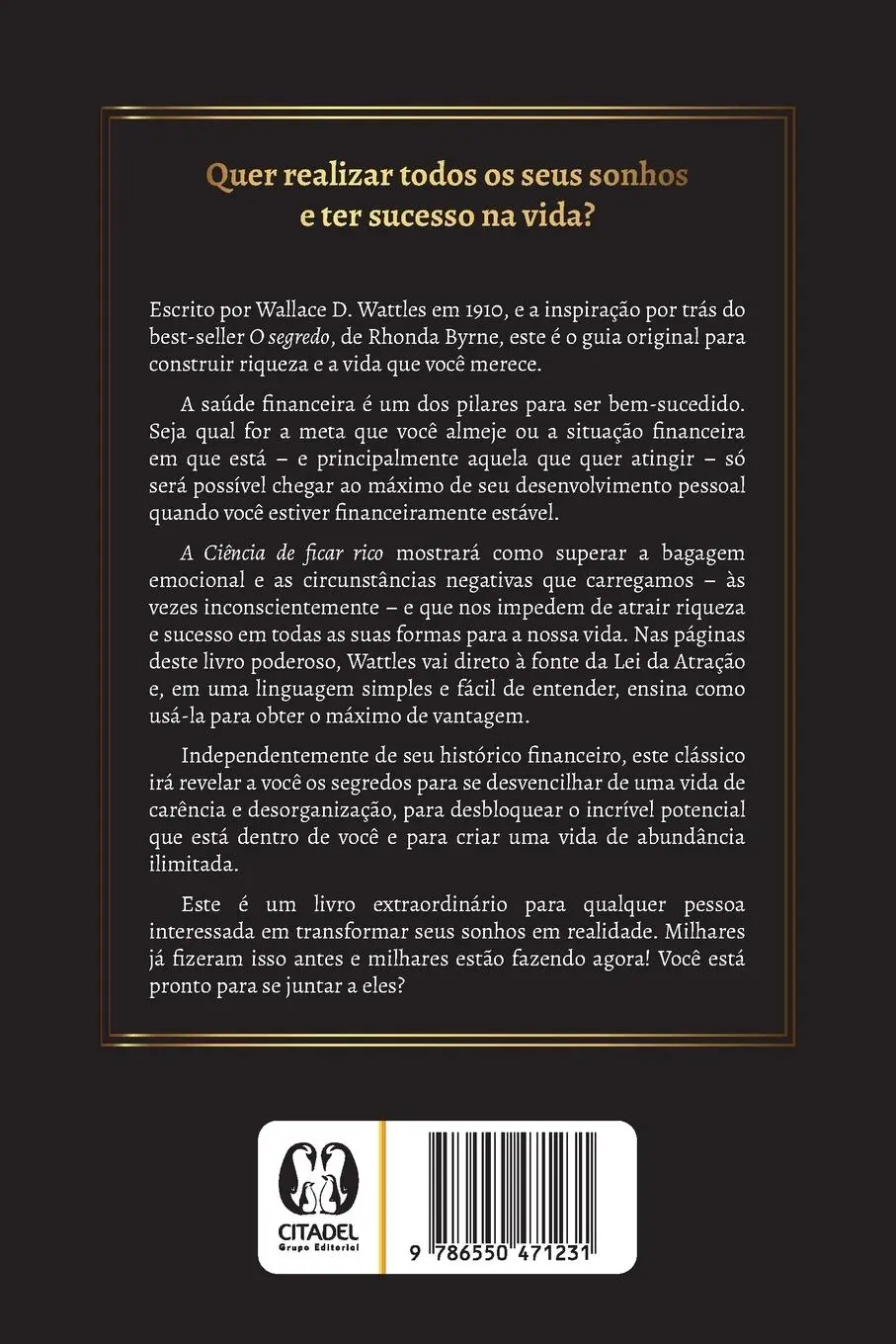 Rückseite: 9786550471231 | A Ciência de Ficar Rico | Wallace D. Wattles | Taschenbuch | Paperback