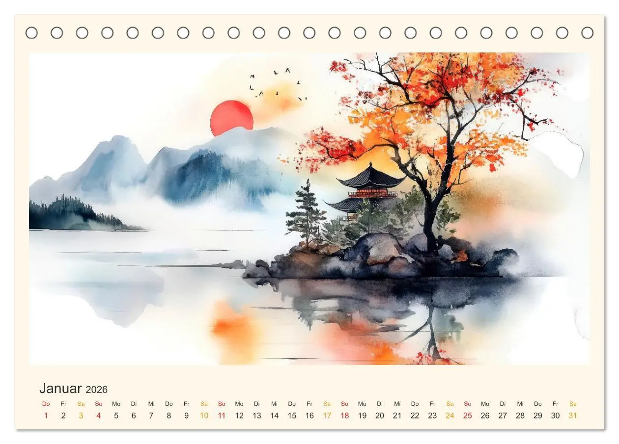 Bild: 9783457251331 | Japan - die Farben der Tradition (Tischkalender 2026 DIN A5 quer),...