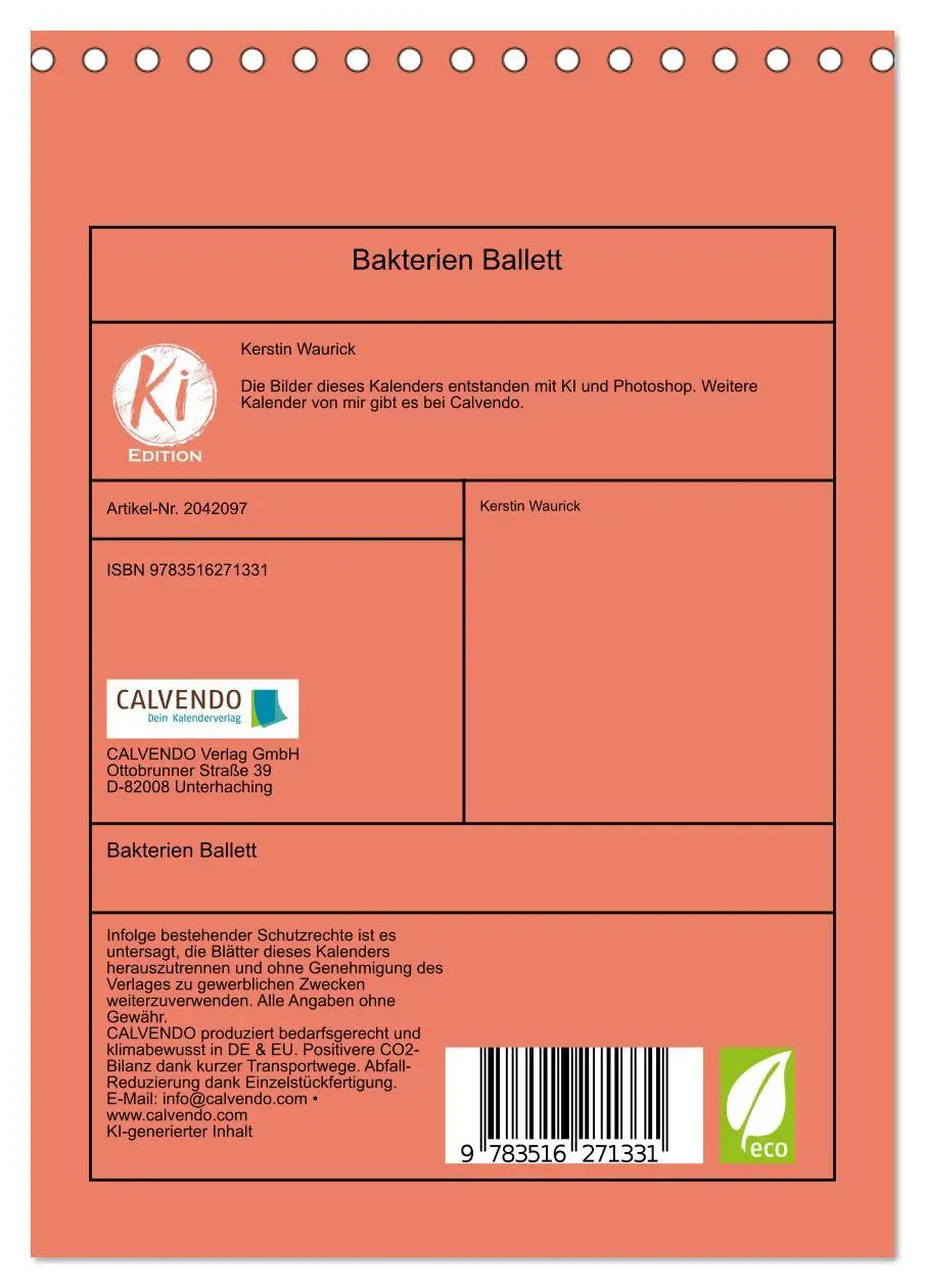 Bild: 9783516271331 | Bakterien Ballett (Tischkalender 2026 DIN A5 hoch), CALVENDO...