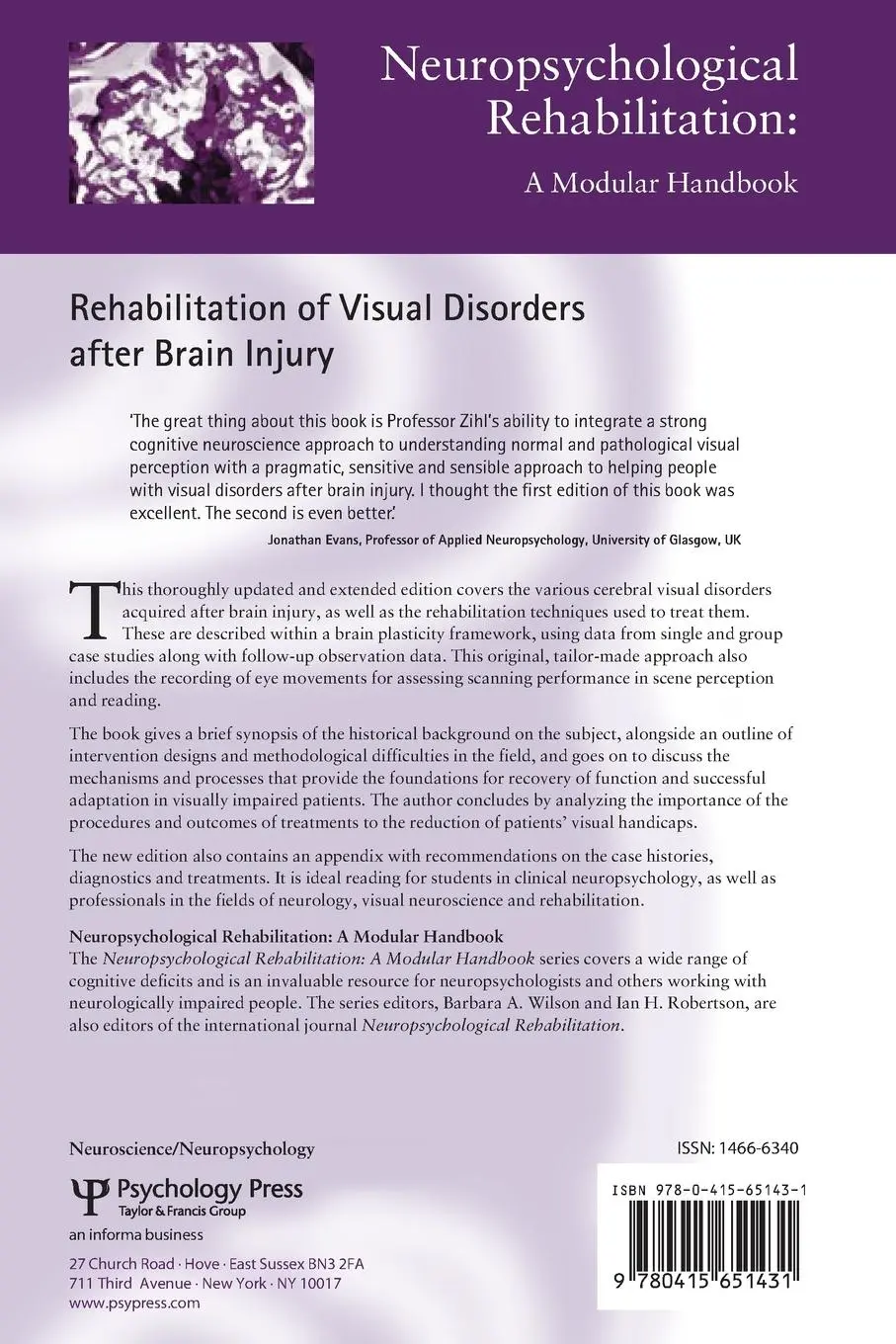 Rückseite: 9780415651431 | Rehabilitation of Visual Disorders After Brain Injury | 2nd Edition