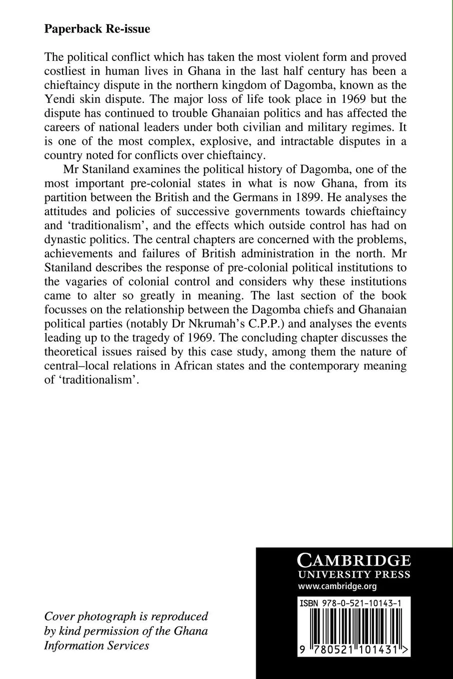 Rückseite: 9780521101431 | The Lions of Dagbon | Political Change in Northern Ghana | Staniland