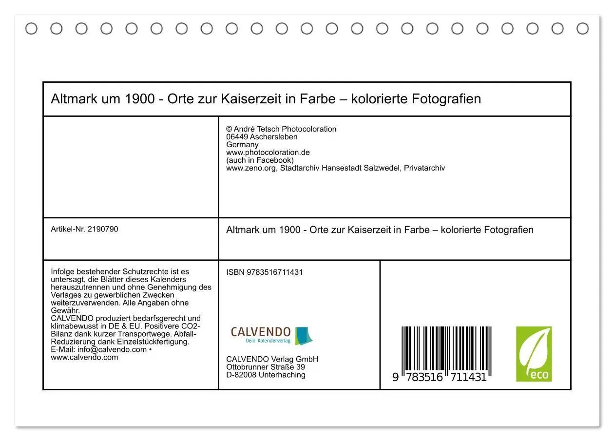 Bild: 9783516711431 | Altmark um 1900 - Orte zur Kaiserzeit in Farbe - kolorierte...