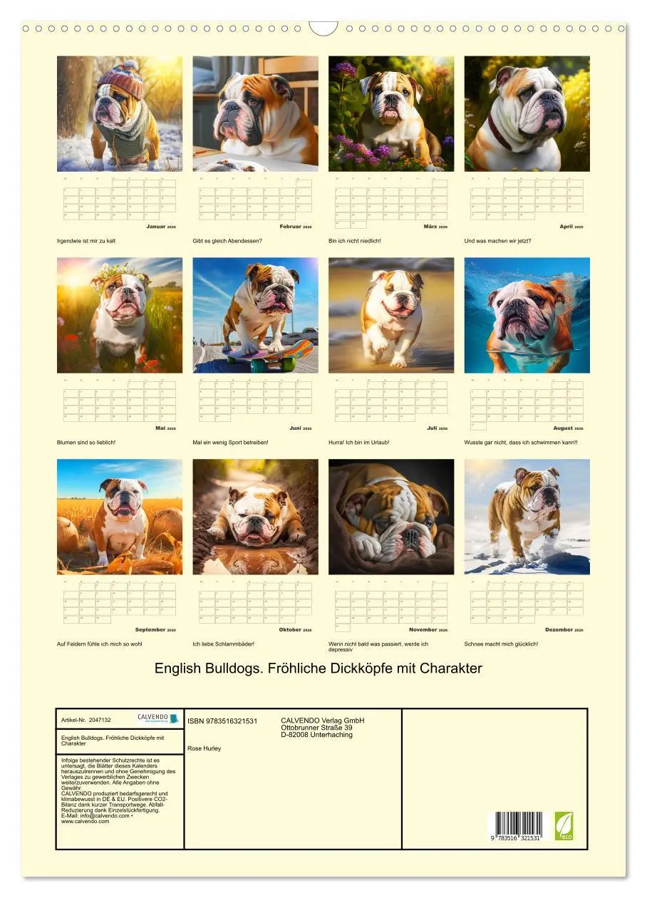 Bild: 9783516321531 | English Bulldogs. Fröhliche Dickköpfe mit Charakter (Wandkalender...