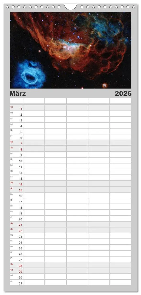 Bild: 9783516491531 | Familienplaner 2026 - Hubble - 35 Jahre atemberaubende Aufnahmen...
