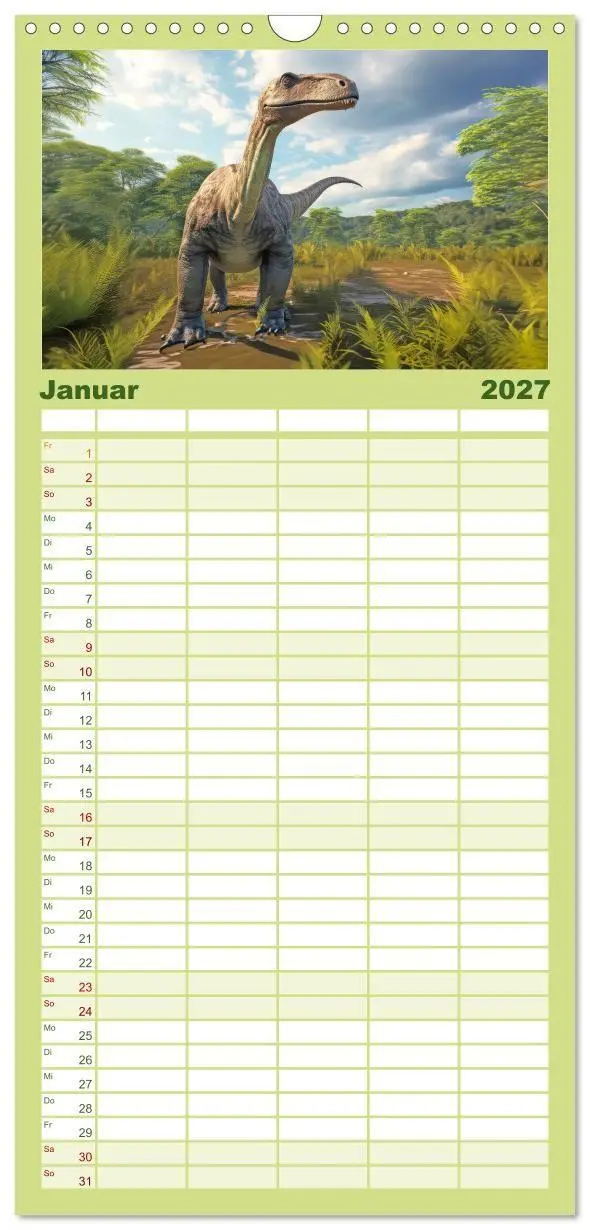 Bild: 9783594301531 | Familienplaner 2027 - Urzeittiere - KI-Fantasiebilder mit 5 Spalten...