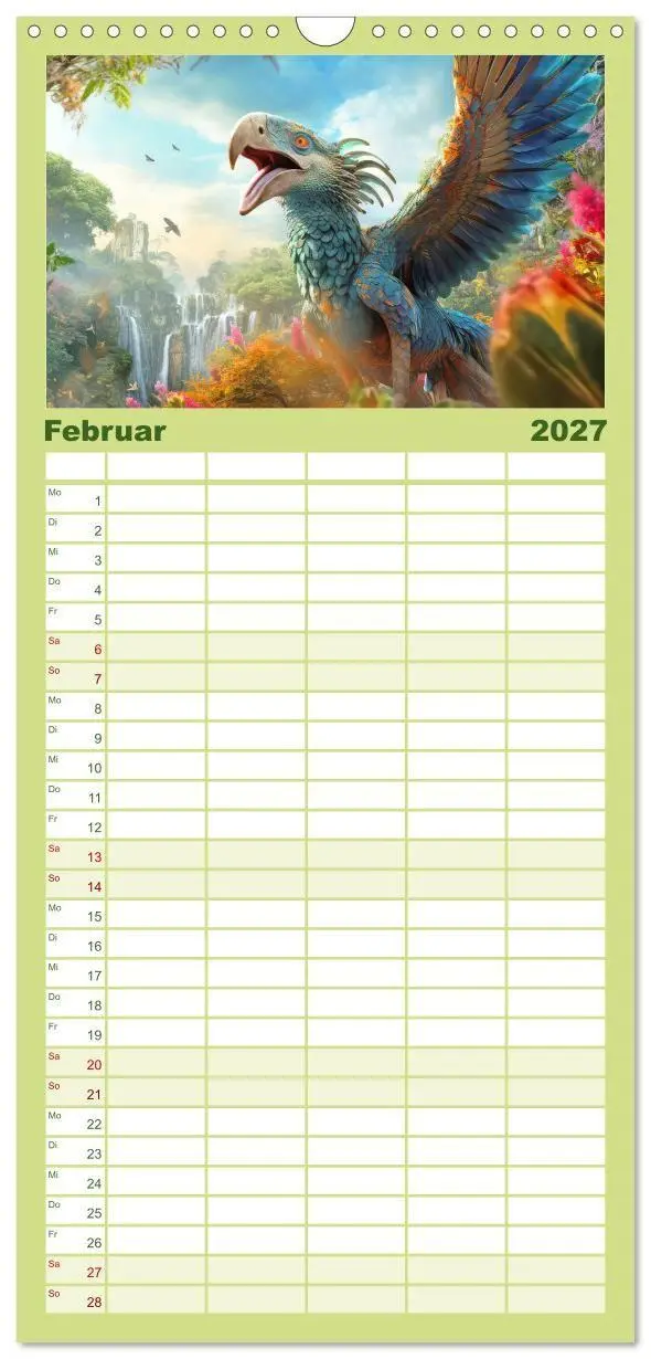 Bild: 9783594301531 | Familienplaner 2027 - Urzeittiere - KI-Fantasiebilder mit 5 Spalten...