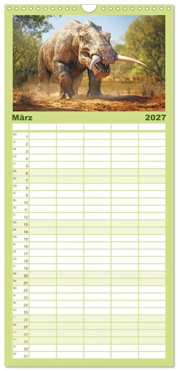 Bild: 9783594301531 | Familienplaner 2027 - Urzeittiere - KI-Fantasiebilder mit 5 Spalten...