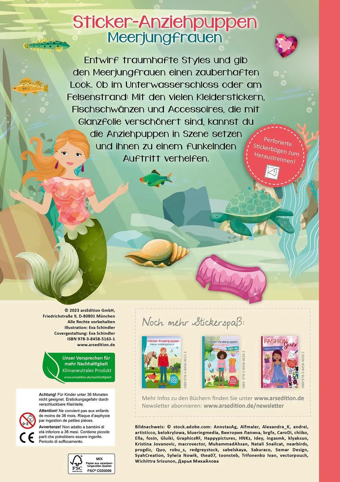 Rückseite: 9783845851631 | Sticker-Anziehpuppen Metallic - Meerjungfrauen | Eva Schindler | Buch