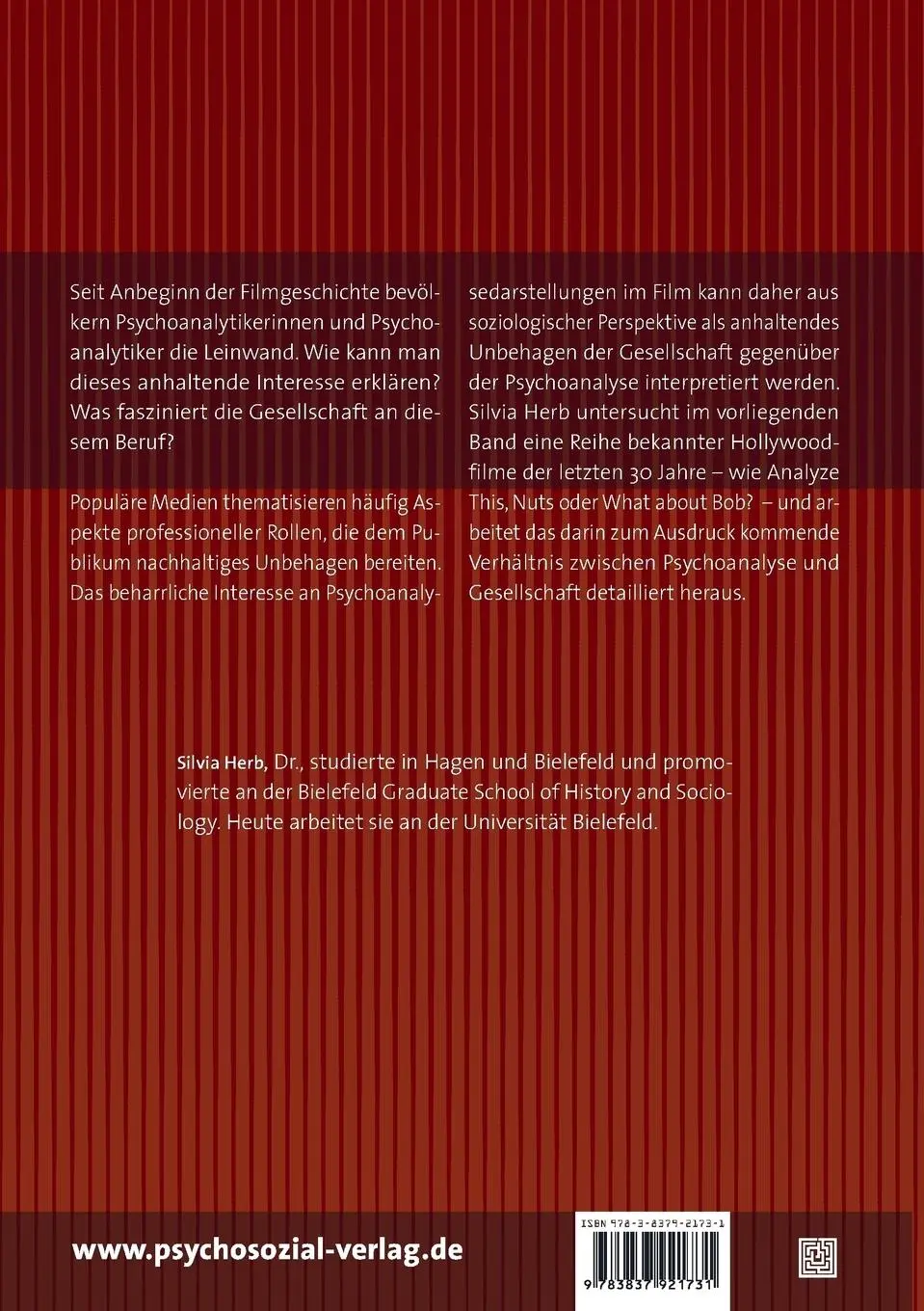 Rückseite: 9783837921731 | Psychoanalytiker im Spielfilm | Mediale Darstellungen einer Profession