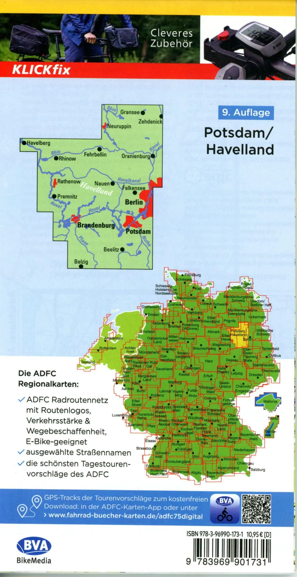 Bild: 9783969901731 | ADFC-Regionalkarte Potsdam Havelland, 1:75.000, mit...