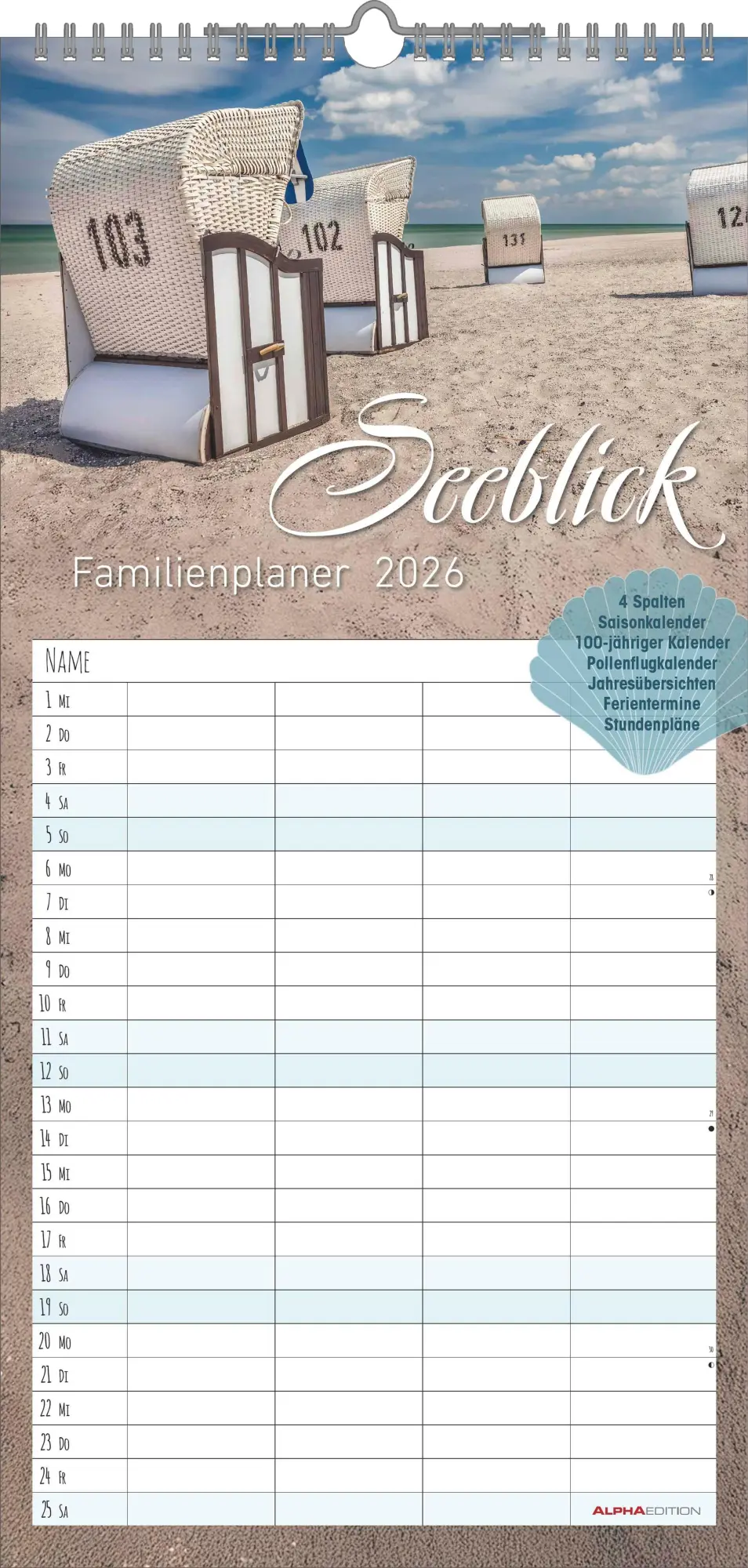 Cover: 4069095001831 | Familienplaner Seeblick 2026 - Familien-Timer 22x45 cm - mit...