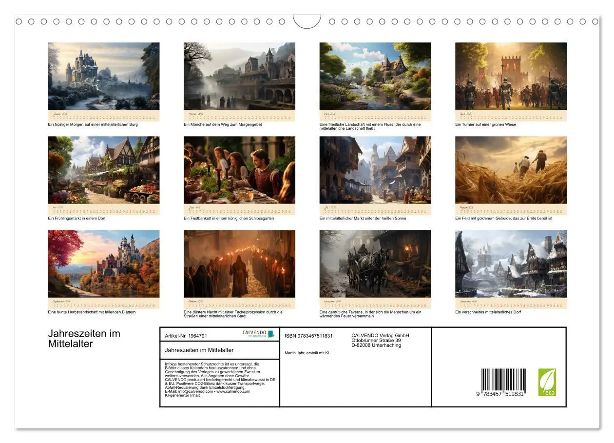 Bild: 9783457511831 | Jahreszeiten im Mittelalter (Wandkalender 2026 DIN A3 quer),...