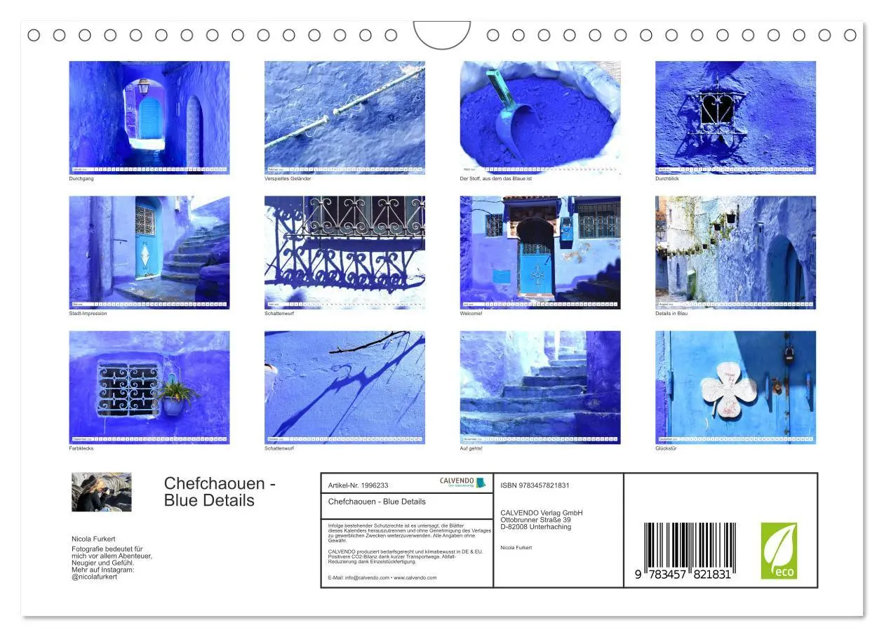 Bild: 9783457821831 | Chefchaouen - Blue Details (Wandkalender 2026 DIN A4 quer),...