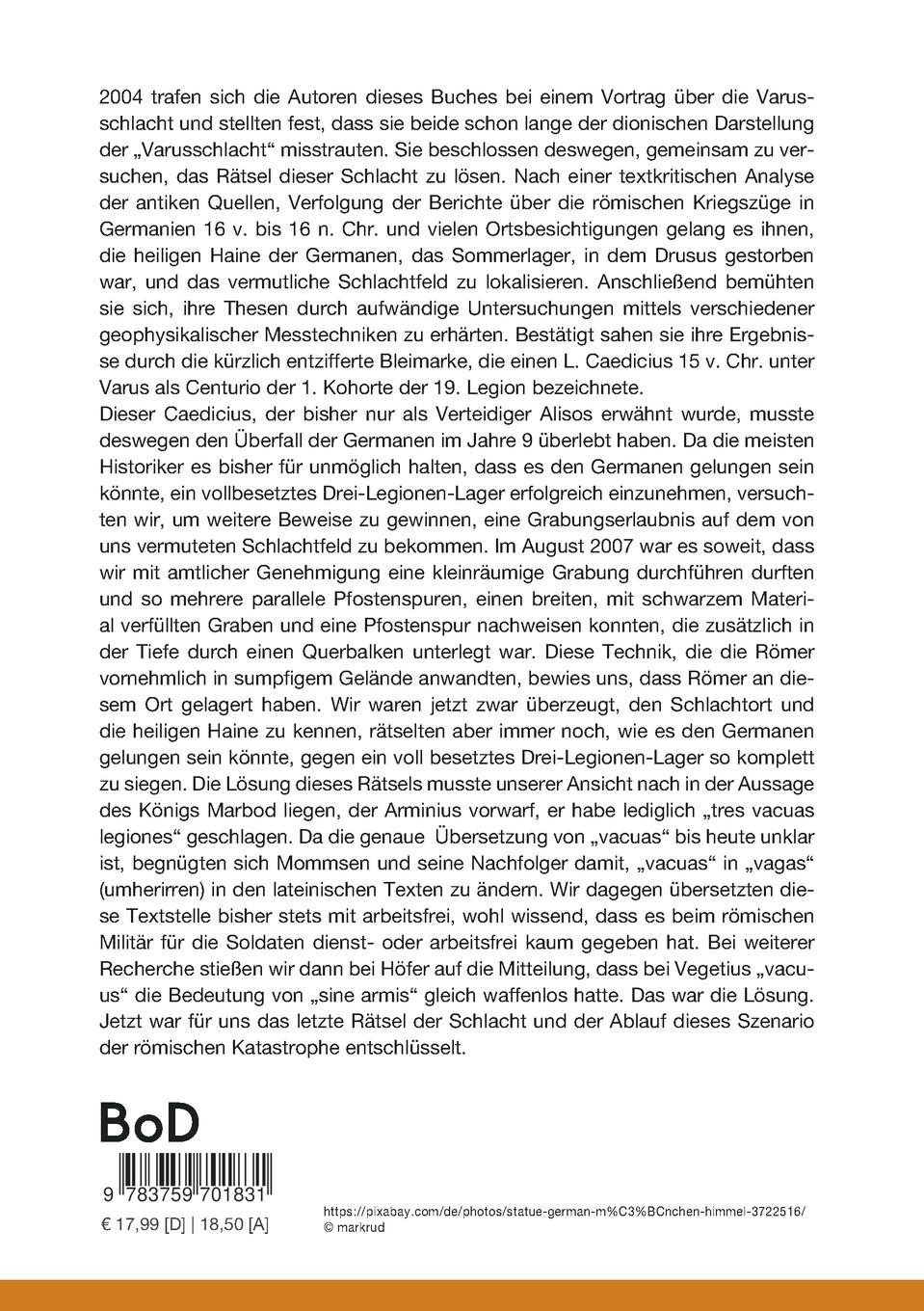 Rückseite: 9783759701831 | Der Überfall auf das Sommerlager des Varus | Manfred Millhoff (u. a.)