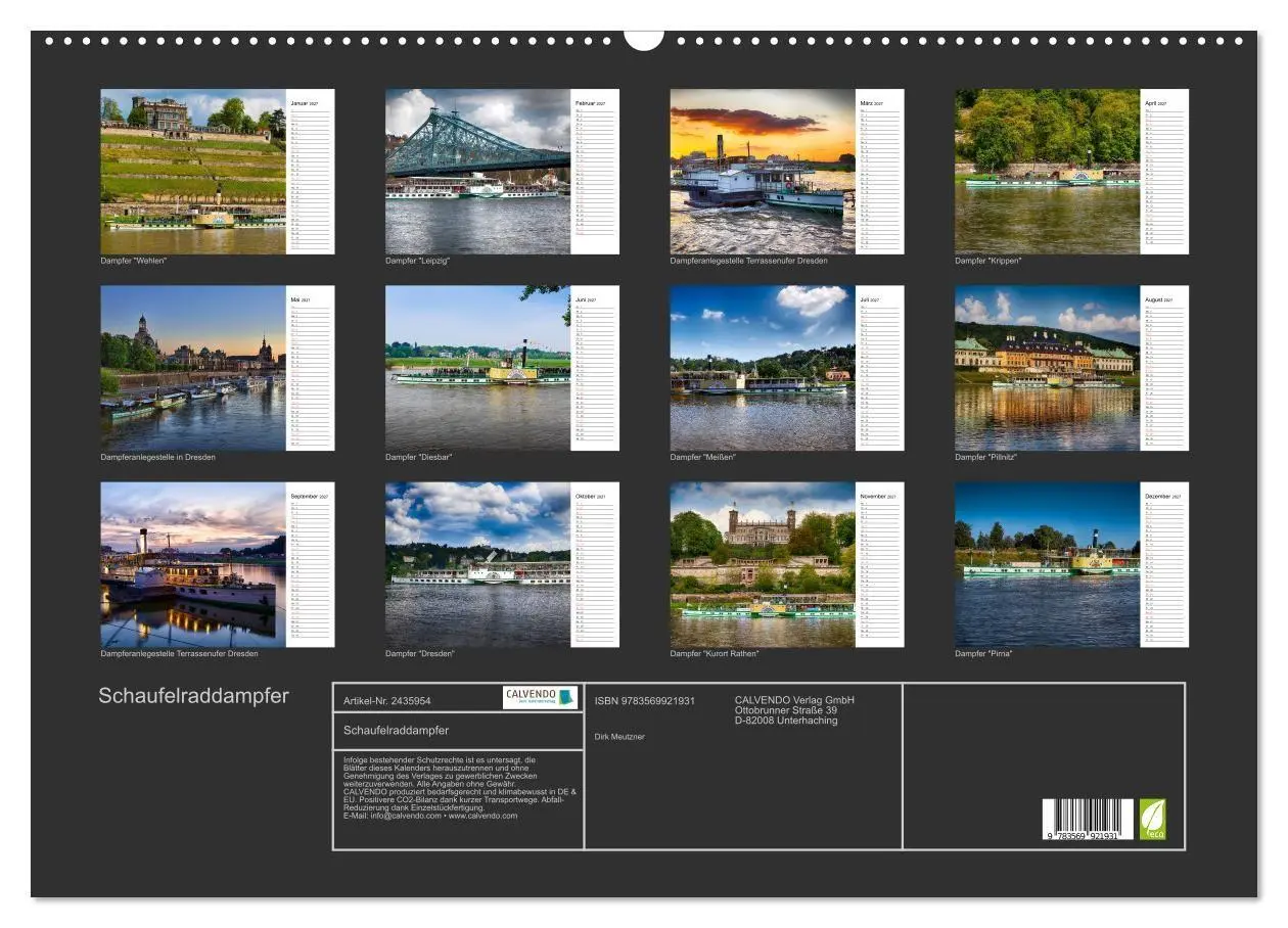 Bild: 9783569921931 | Schaufelraddampfer (Wandkalender 2027 DIN A2 quer), CALVENDO...