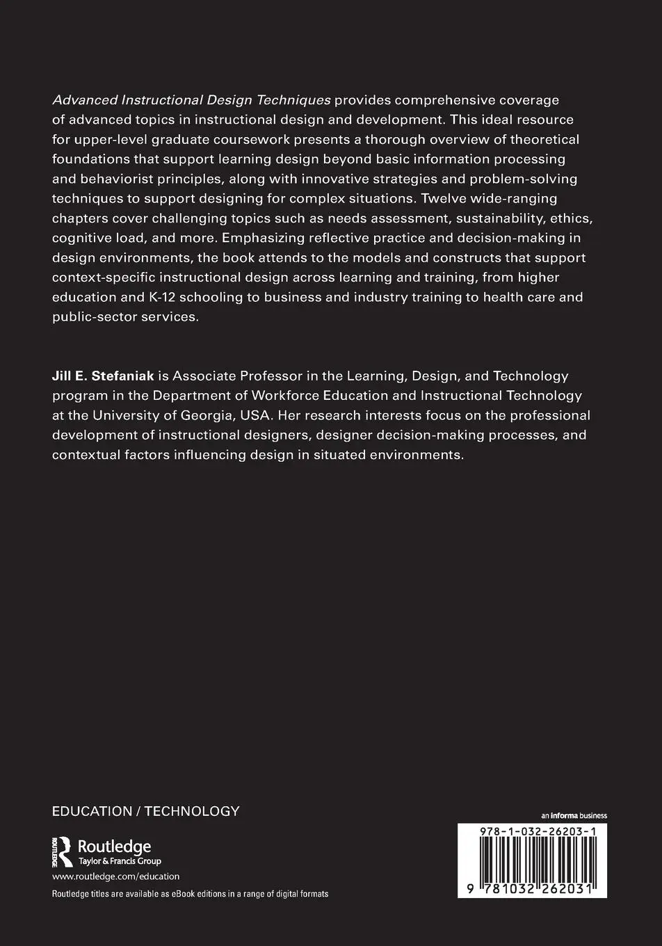 Rückseite: 9781032262031 | Advanced Instructional Design Techniques | Jill E. Stefaniak | Buch