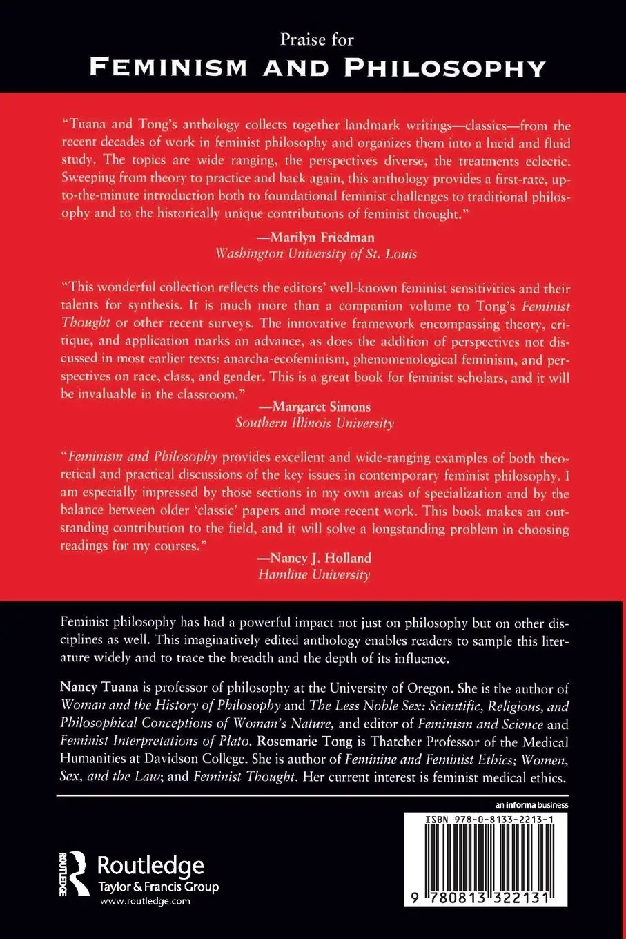 Rückseite: 9780813322131 | Feminism And Philosophy | Nancy Tuana | Taschenbuch | Englisch | 1994